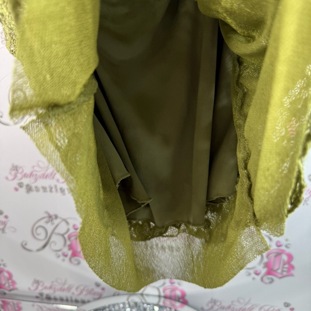 La chateau strapless top Olive Green shirt sequin Lace Cowl Neck Tank Top - Picture 7 of 11
